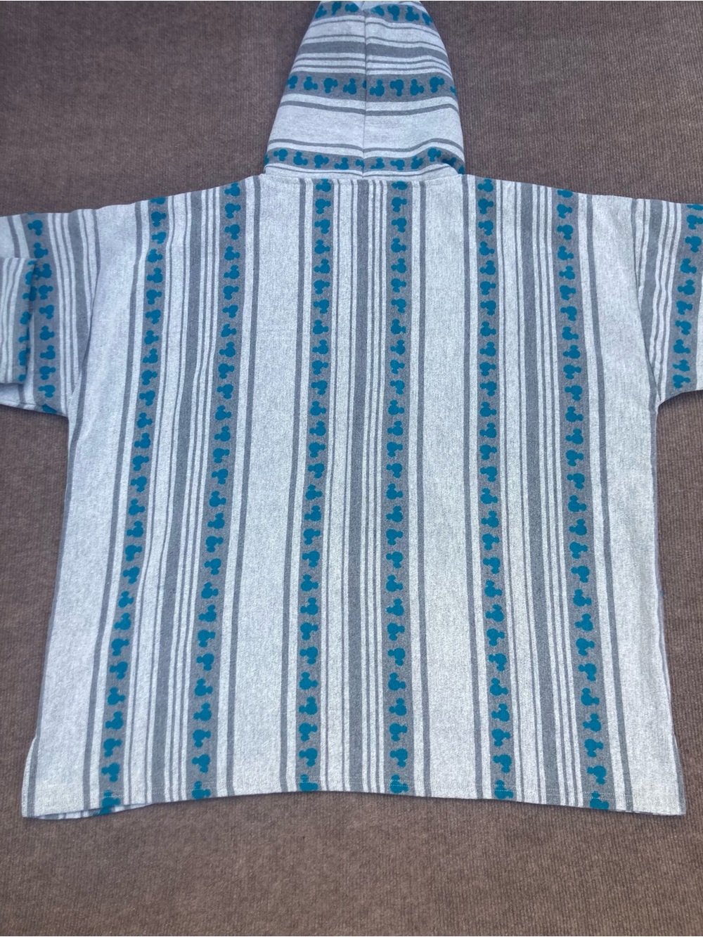 Disney 3X Mickey Mouse Baja Hoodie Sweatshirt, Gray & Teal Striped Sz 3X, Unisex - Picture 5 of 11